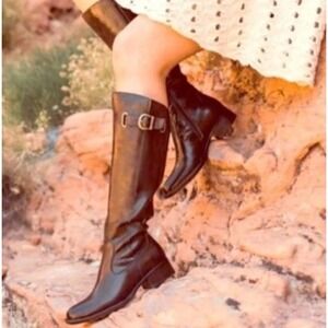 Born Crown Sosie Brown Leather Knee High Riding Boots W22541 Womens 9.5 Wide